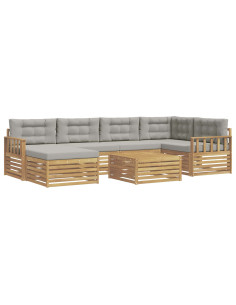 Set di divani da esterno 7 pcs Bianco e Grigio Chiaro 2