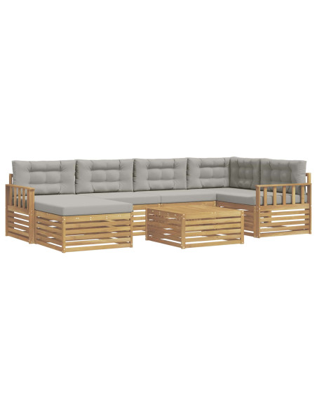 Set di divani da esterno 7 pcs Bianco e Grigio Chiaro