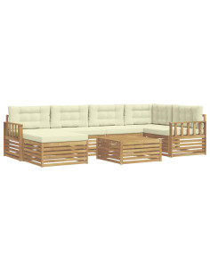 Set di divani da esterno con cuscino 7 pcs Bianco e Crema 2