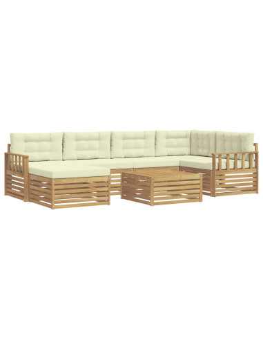 Set di divani da esterno con cuscino 7 pcs Bianco e Crema