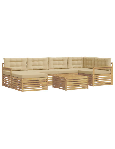 Set di divani da esterno con cuscino 7 pcs Bianco e Beige