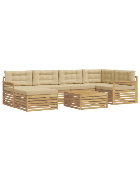 Set di divani da esterno con cuscino 7 pcs Bianco e Beige