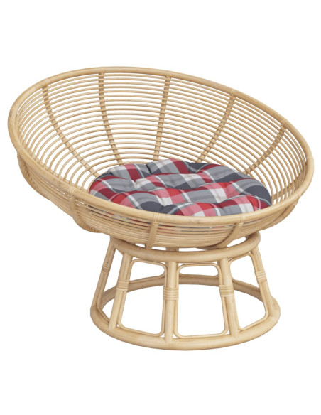 Cuscino Rotondo Rosso Motivo a Quadri Ø 60x11 cm Tessuto Oxford