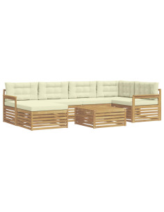 Set di divani da esterno con cuscino 7 pcs Bianco e Crema 2