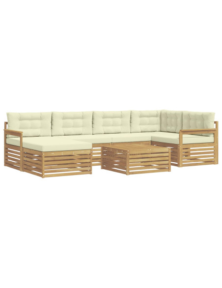 Set di divani da esterno con cuscino 7 pcs Bianco e Crema