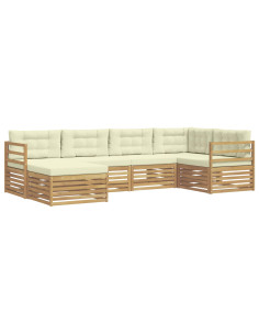 Set di divani da esterno 6 pcs Bianco e Crema Poliestere 2