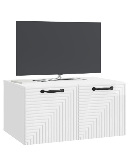 Mobile Porta TV da Muro Bianco Lucido 59,5 x 41 x 30 cm