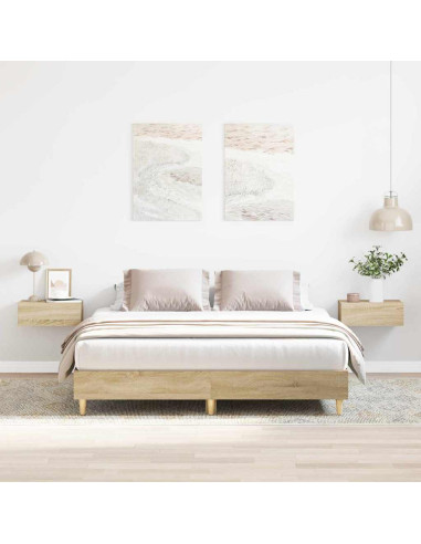 Struttura del letto 2 pcs Sonoma 152 x 203 cm Legno multistrato