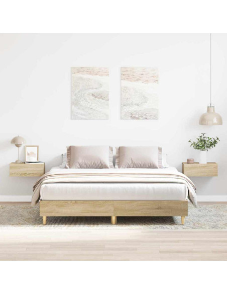 Struttura del letto 2 pcs Sonoma 152 x 203 cm Legno multistrato