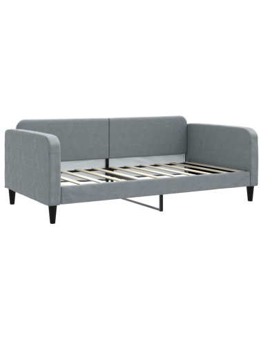 Letto da Giorno Grigio Chiaro 100x190 cm in Tessuto