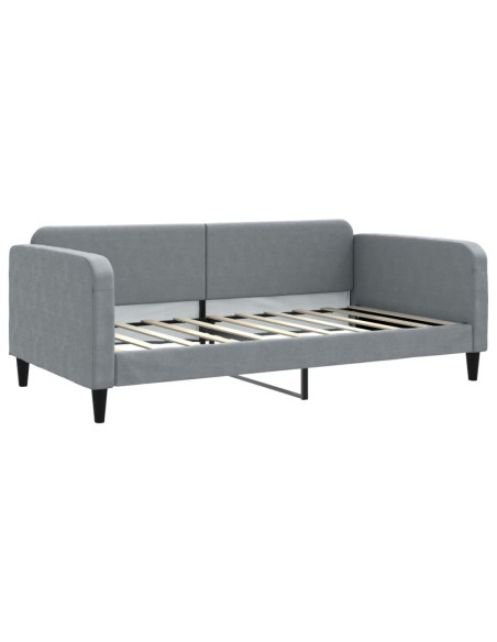 Letto da Giorno Grigio Chiaro 100x190 cm in Tessuto