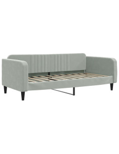 Letto da Giorno Grigio Chiaro 100x190 cm in Velluto 2