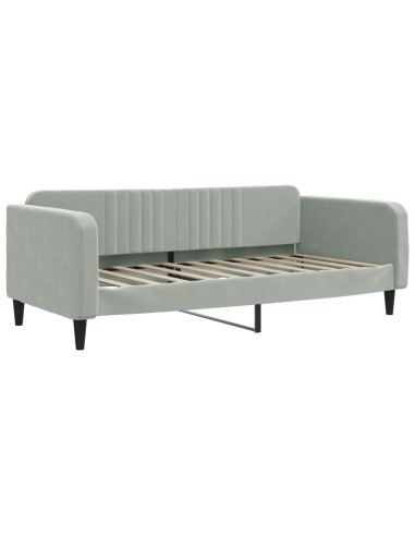 Letto da Giorno Grigio Chiaro 100x190 cm in Velluto