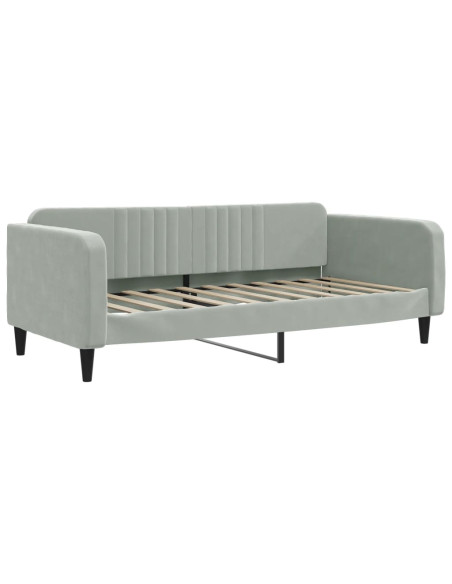 Letto da Giorno Grigio Chiaro 100x190 cm in Velluto