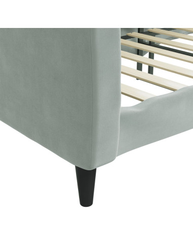Letto da Giorno Grigio Chiaro 100x190 cm in Velluto