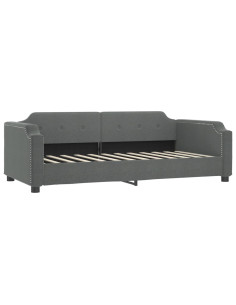 Letto da Giorno Grigio Scuro 100x190 cm in Tessuto 2