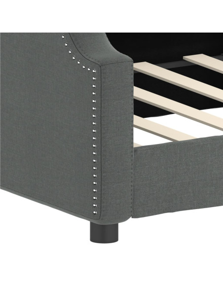 Letto da Giorno Grigio Scuro 100x190 cm in Tessuto