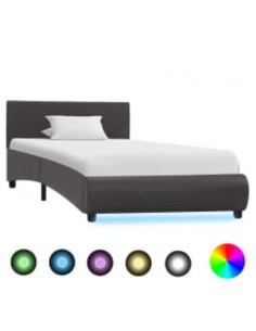 Giroletto con LED senza Materasso Grigio in Similpelle 90x200cm 2