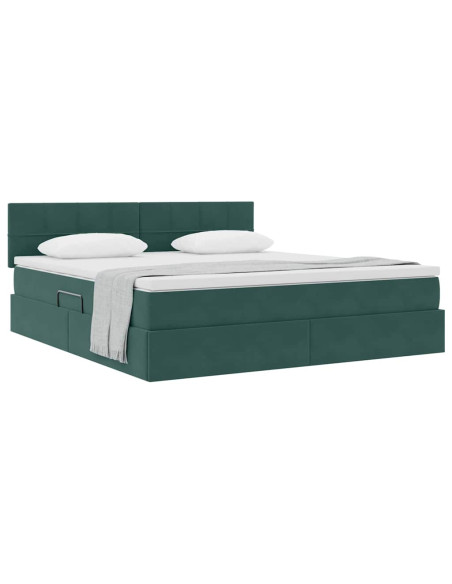Letto con Contenitore Verde Scuro 160 x 200 cm Velluto