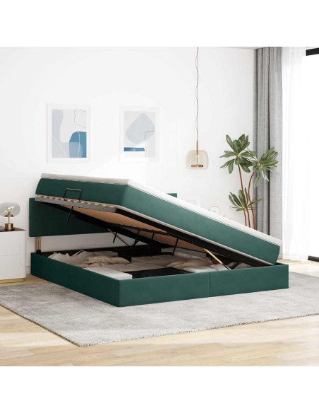 Letto con Contenitore Verde Scuro 160 x 200 cm Velluto