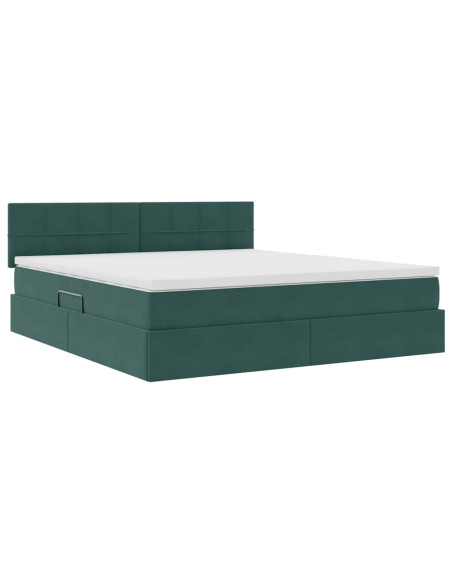 Letto con Contenitore Verde Scuro 160 x 200 cm Velluto