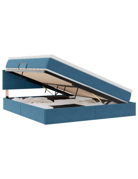 Letto con Contenitore Blu Scuro 160 x 200 cm Velluto