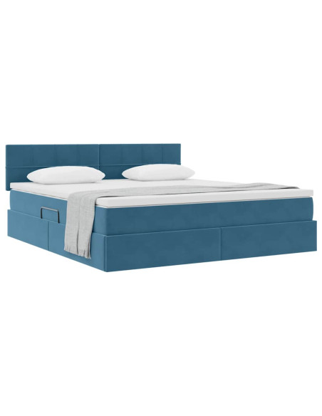 Letto con Contenitore Blu Scuro 160 x 200 cm Velluto