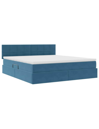 Letto con Contenitore Blu Scuro 160 x 200 cm Velluto