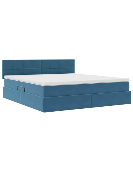 Letto con Contenitore Blu Scuro 160 x 200 cm Velluto