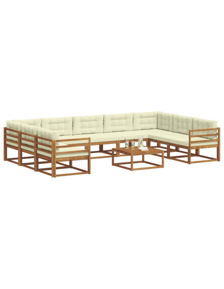 Set di divani da esterno con cuscino 10 pcs Naturale e Crema