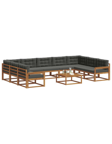 Set di divani da esterno 10 pcs Naturale e Antracite