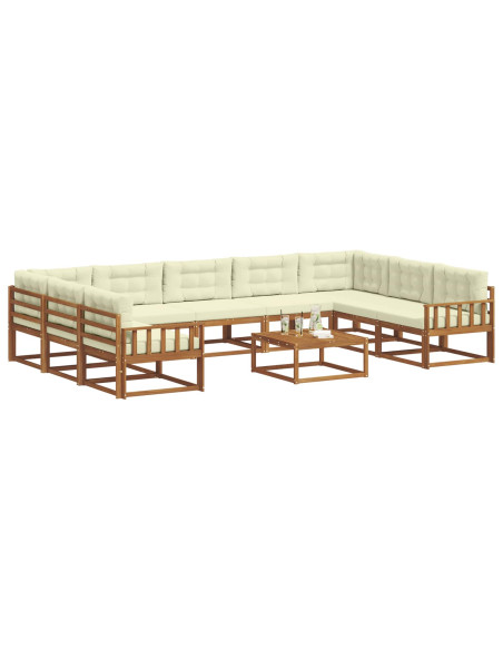 Set di divani da esterno con cuscino 10 pcs Naturale e Crema