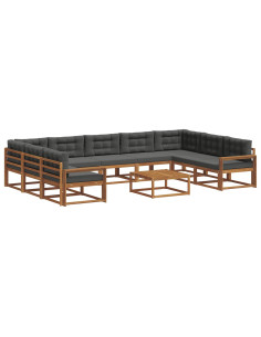 Set di divani da esterno 10 pcs Naturale e Antracite 2