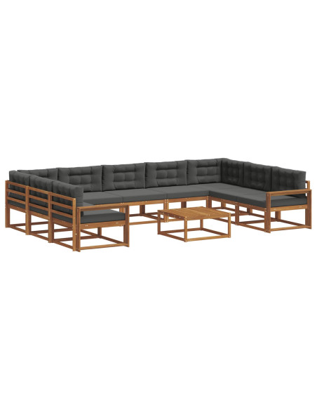 Set di divani da esterno 10 pcs Naturale e Antracite
