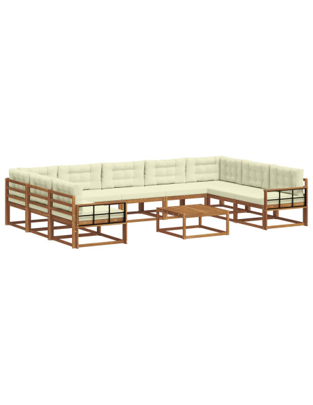 Set di divani da esterno con cuscino 10 pcs Naturale e Crema