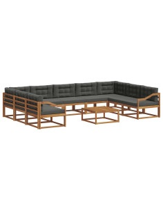 Set di divani da esterno 10 pcs Naturale e Antracite 2