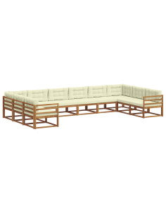 Set di divani da esterno con cuscino 10 pcs Naturale e Crema 2