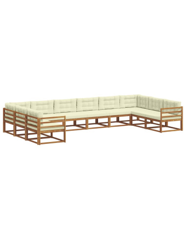 Set di divani da esterno con cuscino 10 pcs Naturale e Crema
