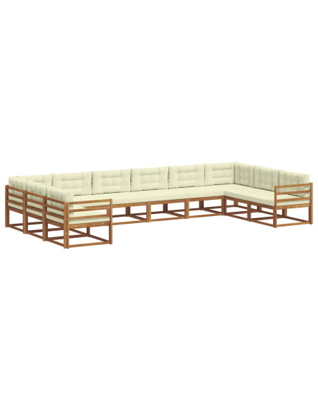 Set di divani da esterno con cuscino 10 pcs Naturale e Crema
