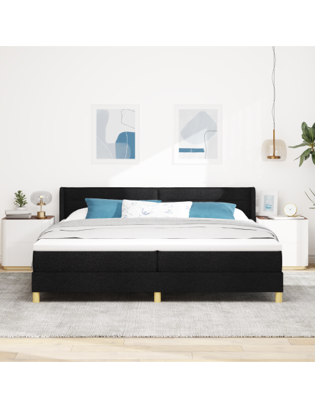 Letto a molle con materasso Nero 200 x 200 cm Poliestere