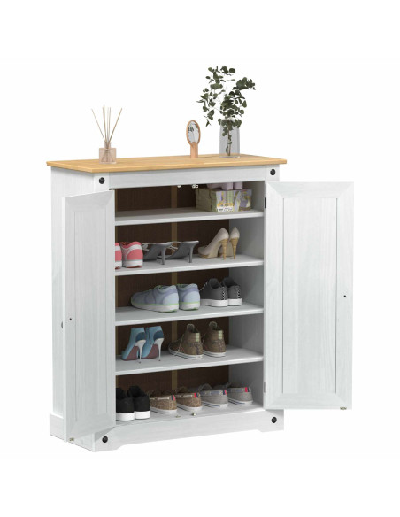Mobile per scarpe Bianco 86 x 38.5 x 1080 cm Pino massello