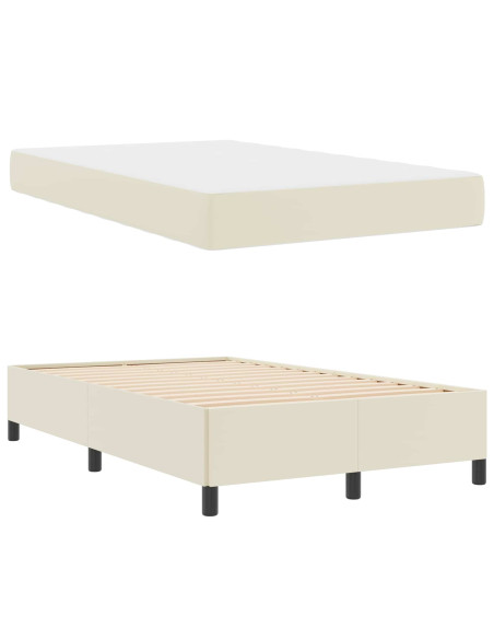 Struttura del letto con materasso Crema 120 x 200 cm Tessuto