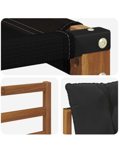 Set di divani da esterno con cuscino 3 pcs Naturale e Nero