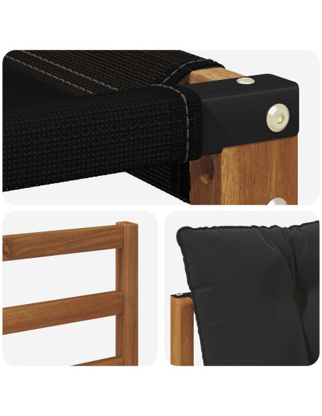 Set di divani da esterno con cuscino 3 pcs Naturale e Nero