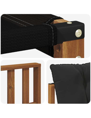 Set di divani da esterno con cuscino 3 pcs Naturale e Nero
