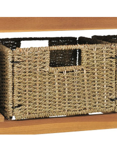Vanità da Bagno e 3 Cestini Legno Massello di Teak 132x45x75 cm