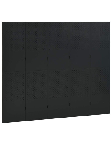 Paravento a 5 Pannelli 2 pz Nero 200x180 cm in Acciaio