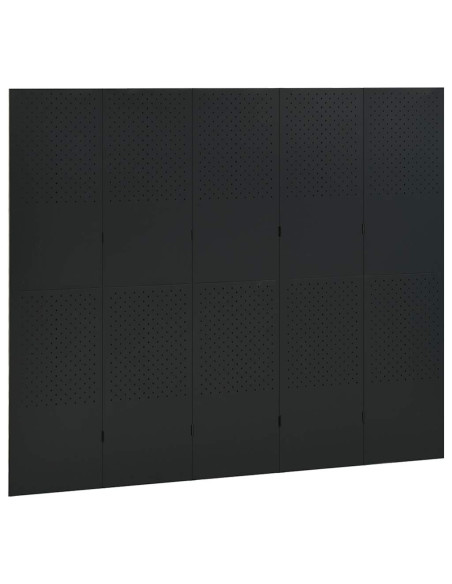 Paravento a 5 Pannelli 2 pz Nero 200x180 cm in Acciaio