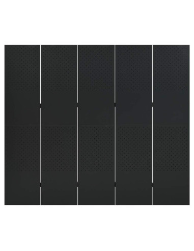 Paravento a 5 Pannelli 2 pz Nero 200x180 cm in Acciaio
