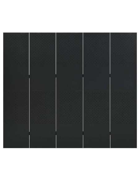 Paravento a 5 Pannelli 2 pz Nero 200x180 cm in Acciaio
